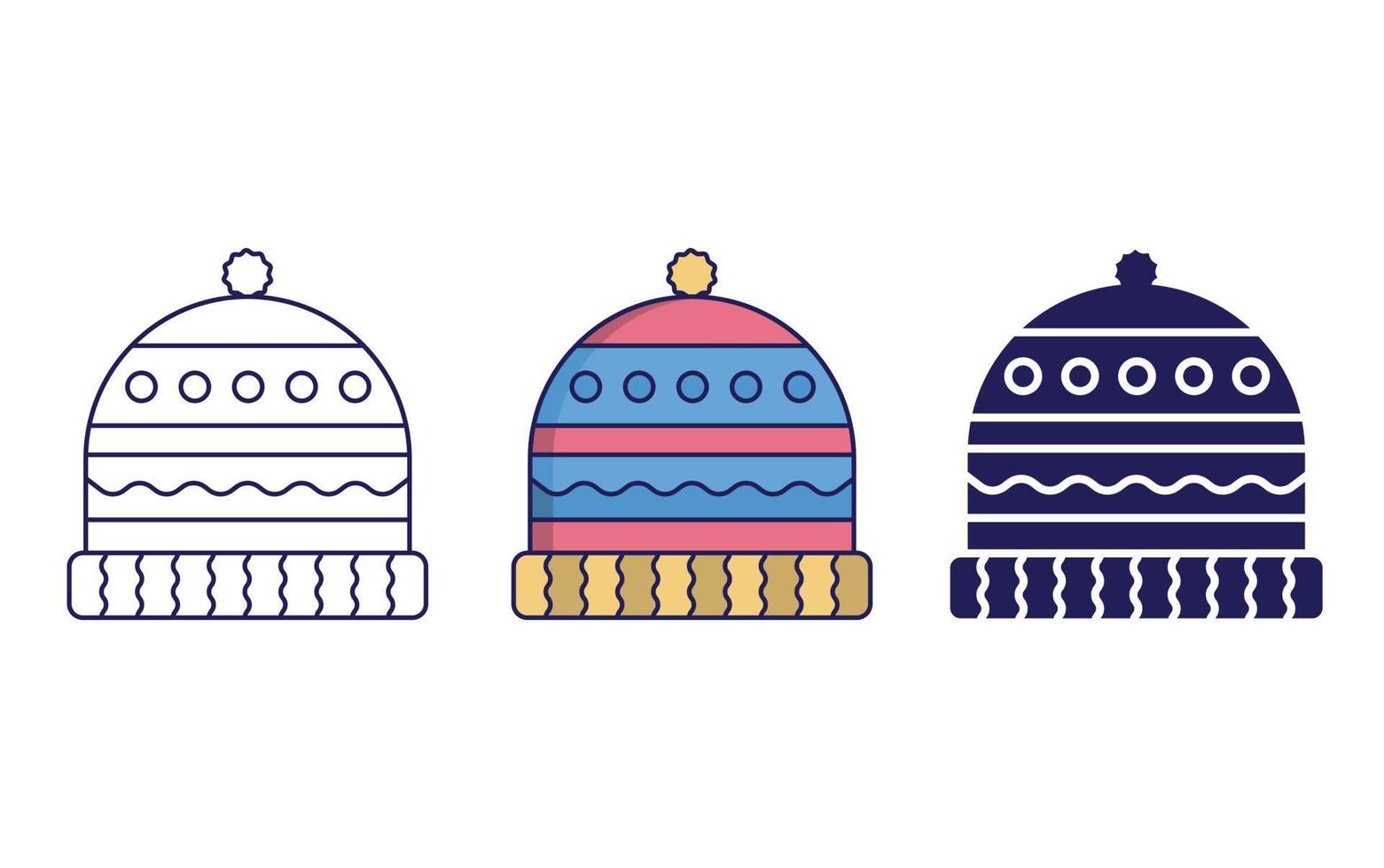 Beanie line and glyph icon, vector illustration