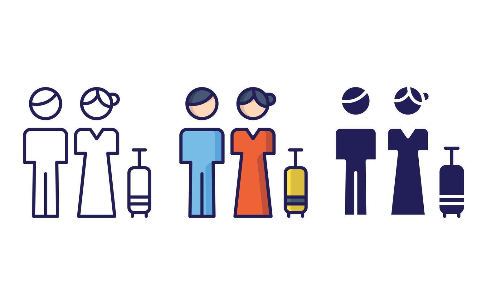Passenger, traveller line and glyph icon, vector illustration