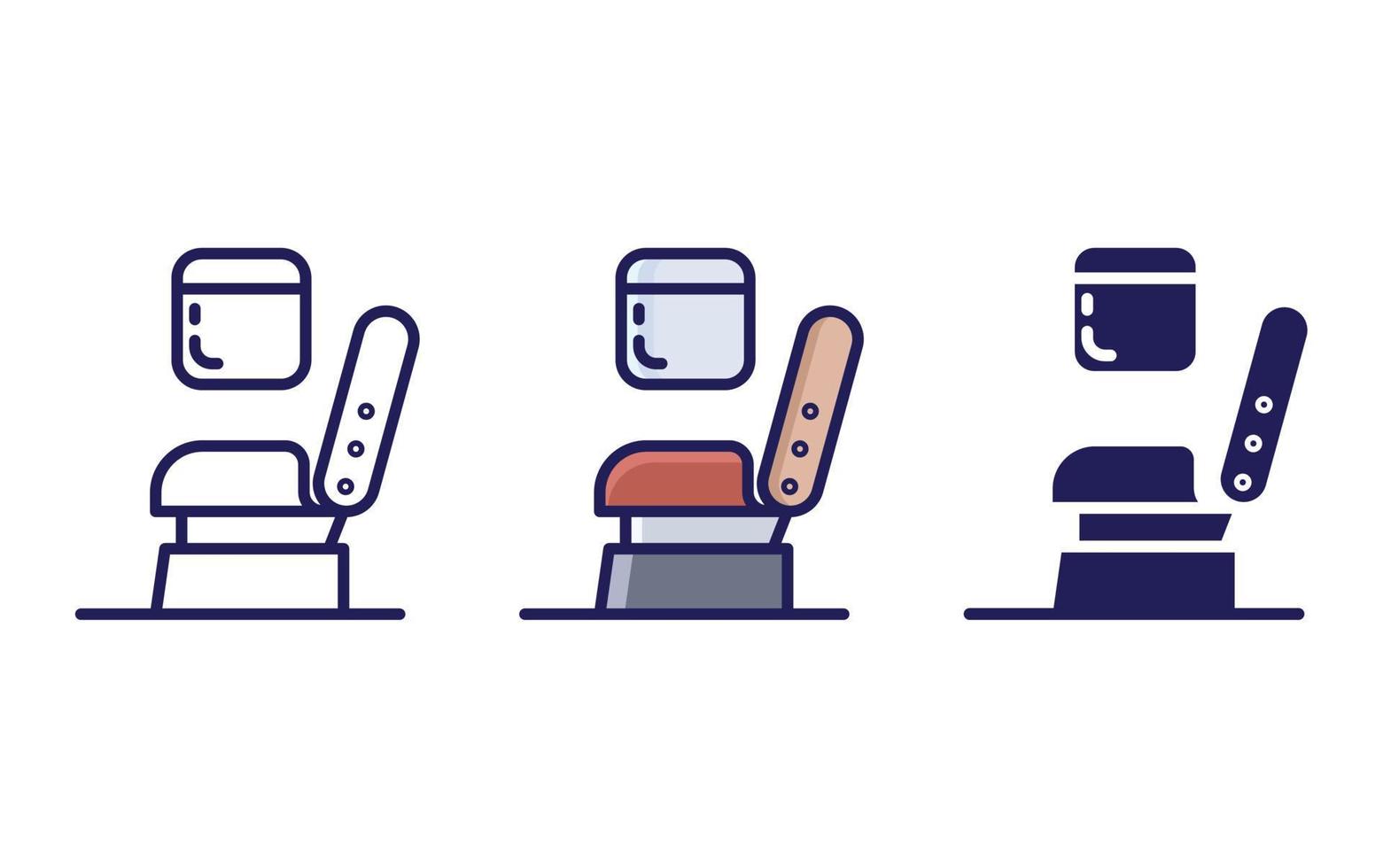 Window seat line and glyph icon, vector illustration