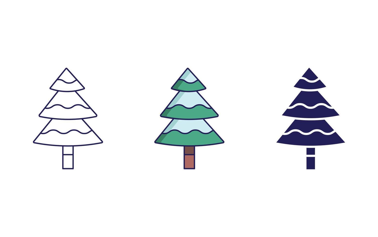 árbol de navidad, línea, y, glyph, icono, vector, ilustración vector