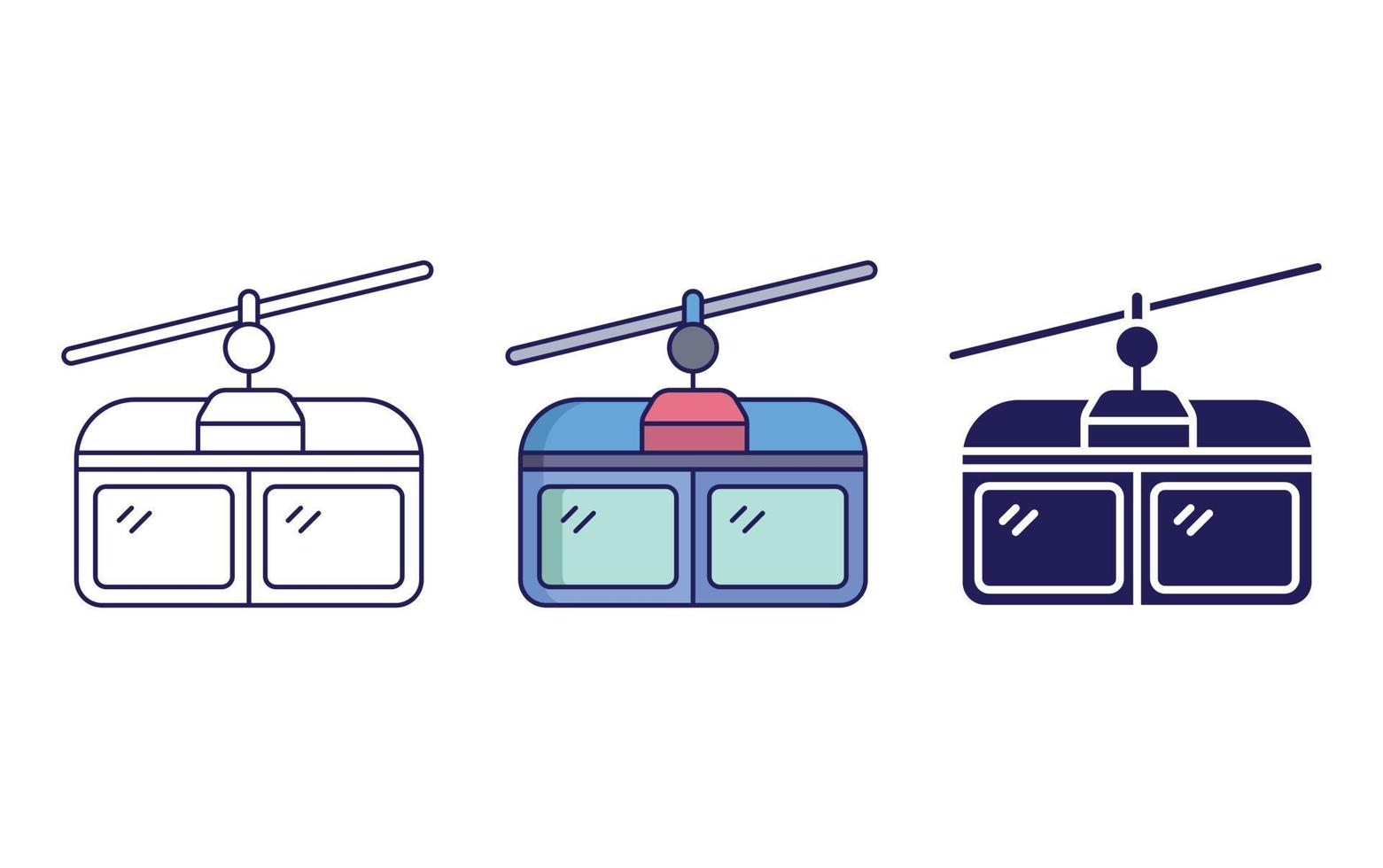 Cable Car line and glyph icon, vector illustration