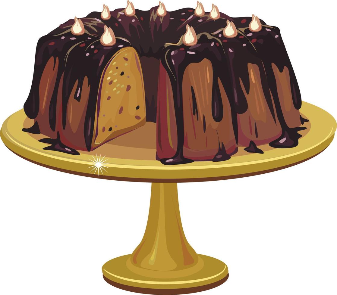 Holiday dinner Chocolate cake vector