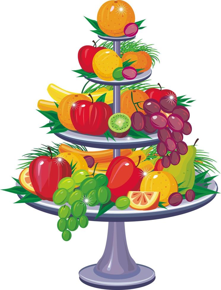 Fruits on three tier vase vector