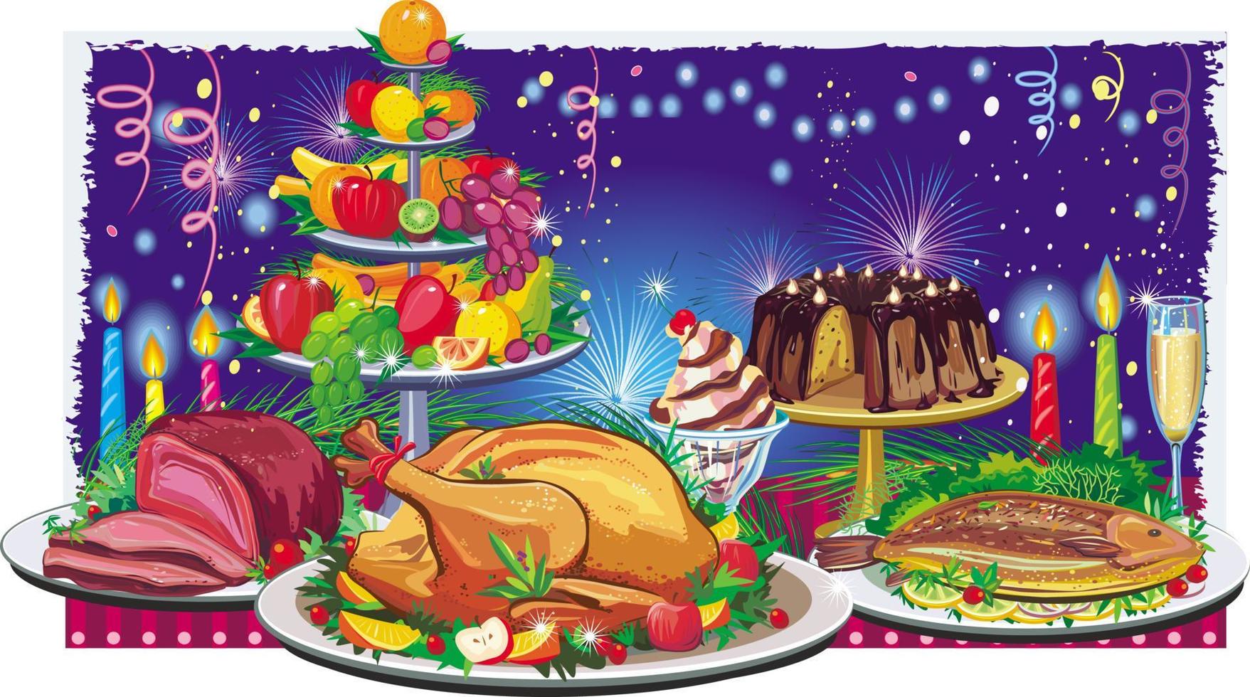 Holiday dinner Winter holidays 15094396 Vector Art at Vecteezy