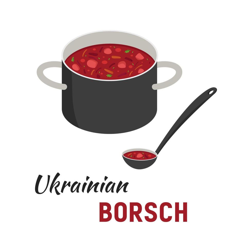 borsch ucraniano. cocina ucraniana. sopa tradicional ucraniana vector