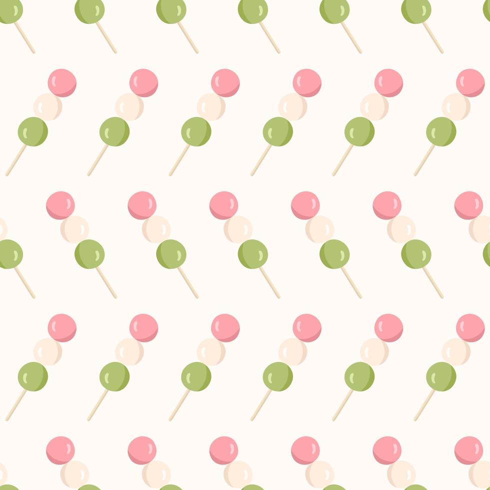 Colorful dango seamless pattern. Traditional Japanese dessert vector