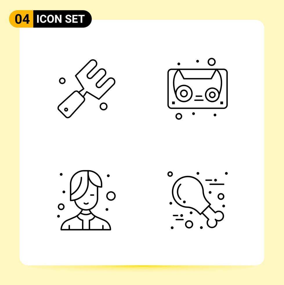 4 Creative Icons for Modern website design and responsive mobile apps. 4 Outline Symbols Signs on White Background. 4 Icon Pack. vector