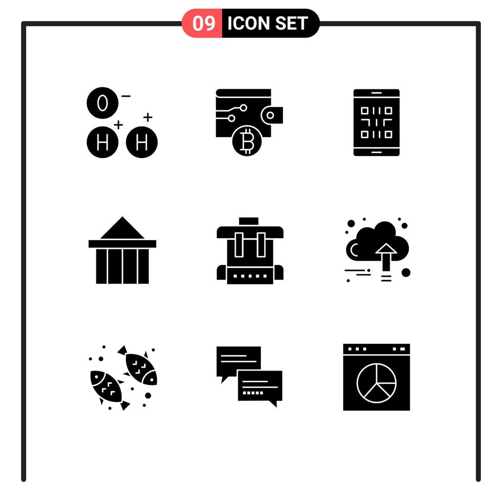 9 Universal Solid Glyphs Set for Web and Mobile Applications education greece phone court citadel Editable Vector Design Elements