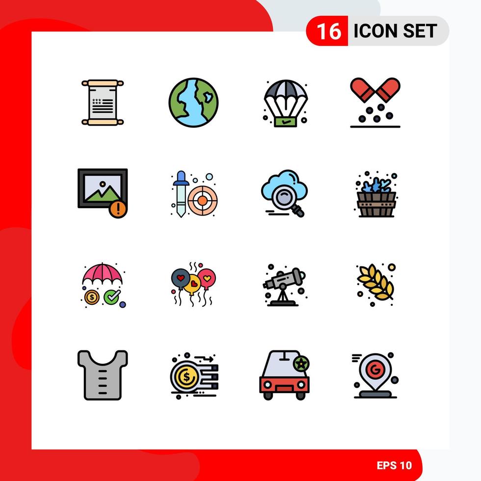 Stock Vector Icon Pack of 16 Line Signs and Symbols for color picker image process alert medicine Editable Creative Vector Design Elements