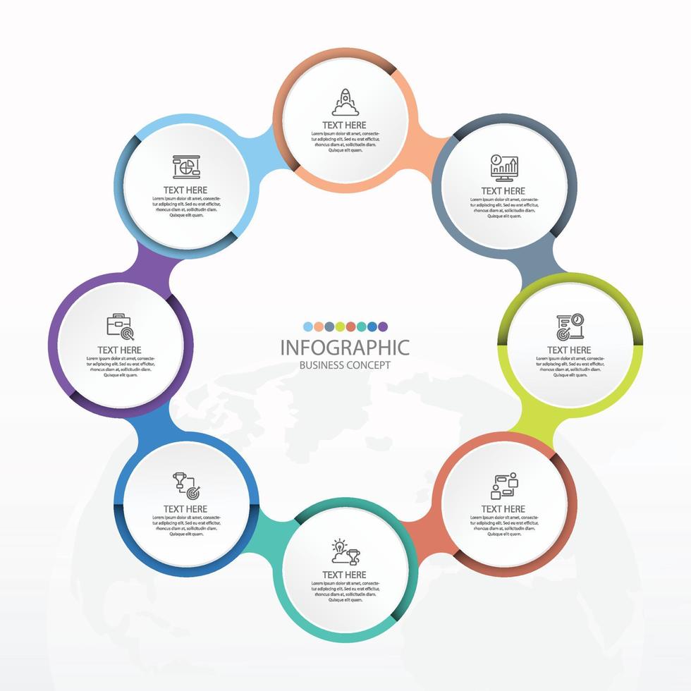Basic circle infographic template with 8 steps, process or options vector