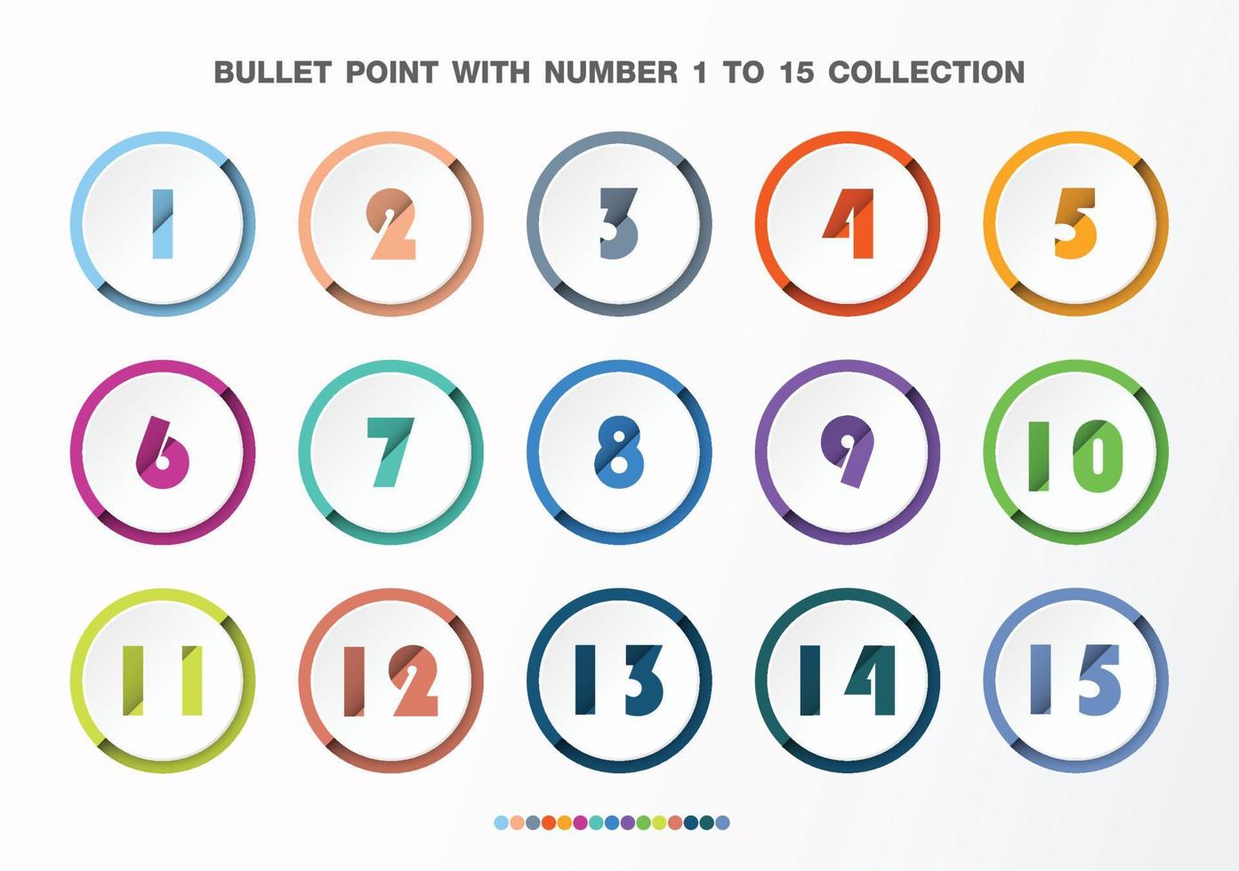 Bullet with number collection. Numbers from 1 to 15. vector
