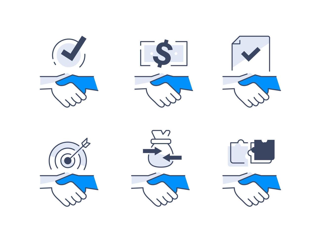 Partnership or mutual trust, handshake concept, negotiation compromise, conflict management, problem solving, deal or agreement vector