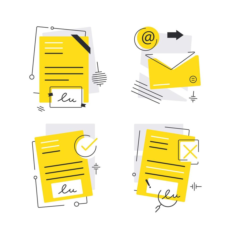 Electronic contract with digital signature,Document approved,Business contract with signature vector