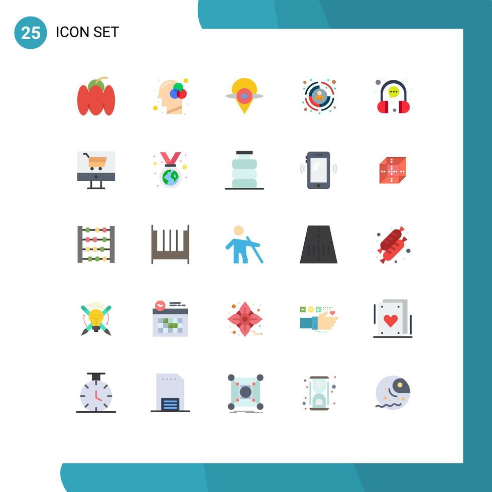 Universal Icon Symbols Group of 25 Modern Flat Colors of chat target map hr business Editable Vector Design Elements