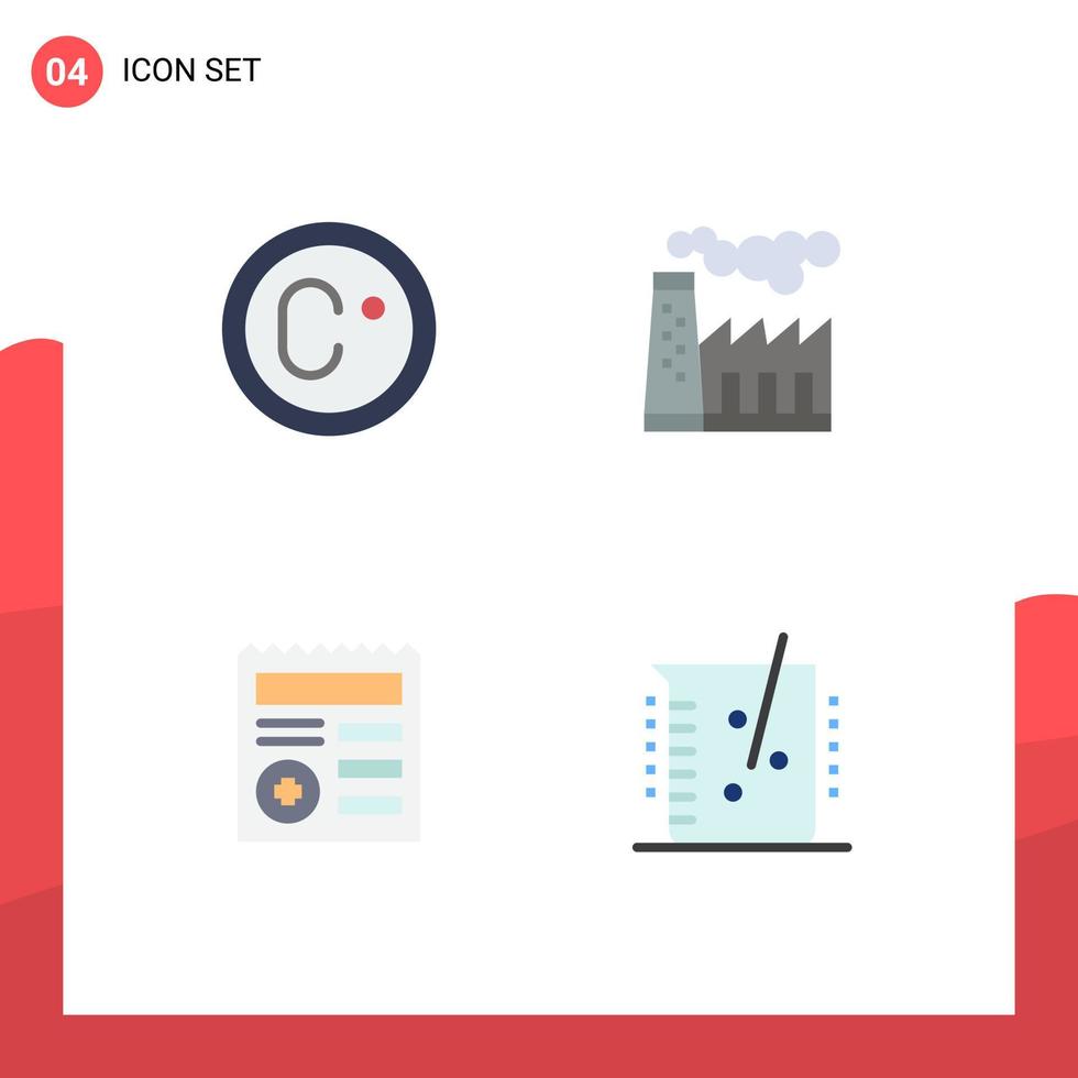User Interface Pack of 4 Basic Flat Icons of climate ui factory smoke acid Editable Vector Design Elements