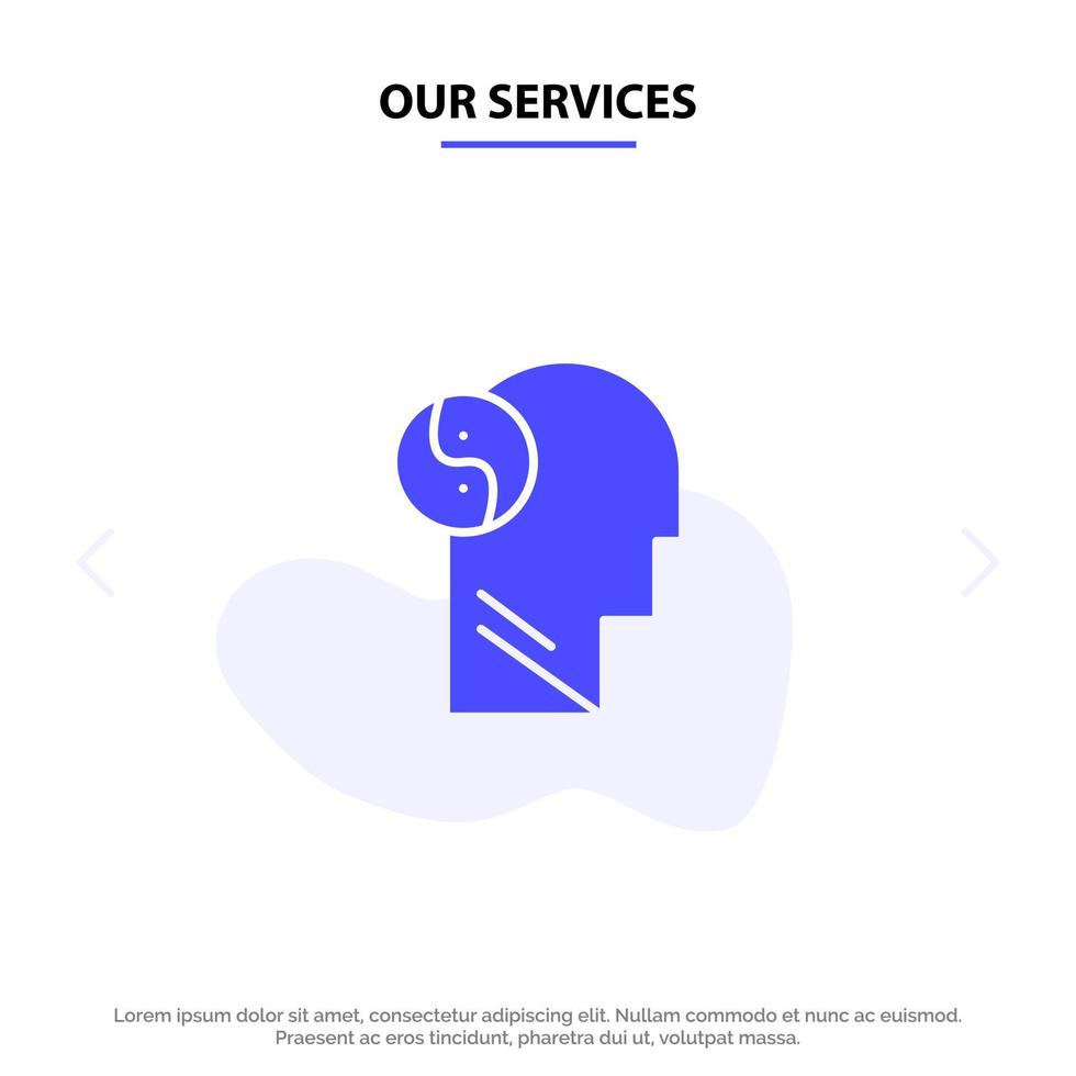 Our Services Sag Brian Head Mind Solid Glyph Icon Web card Template vector