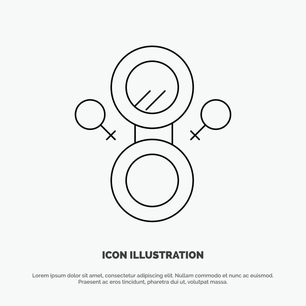 Mirror Eight Symbol Vector Line Icon