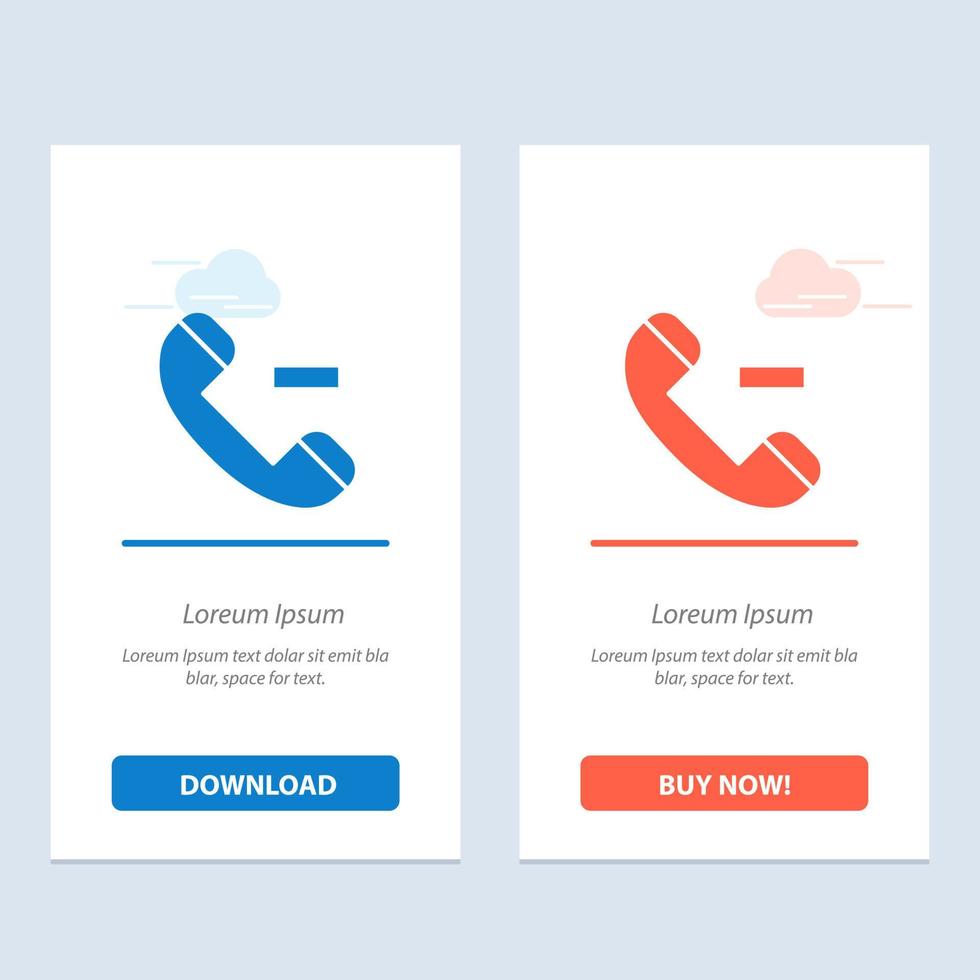 Call Contact Delete  Blue and Red Download and Buy Now web Widget Card Template vector