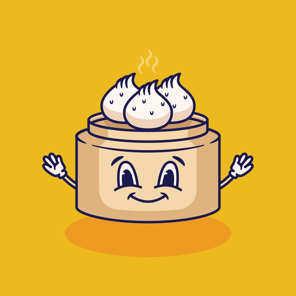 cute cartoon dim sum illustration vector
