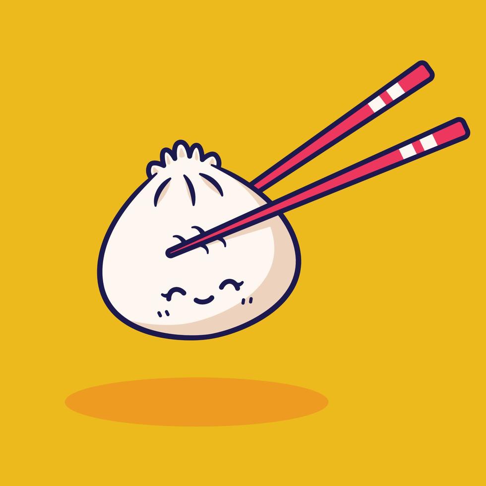 cute cartoon dim sum illustration vector