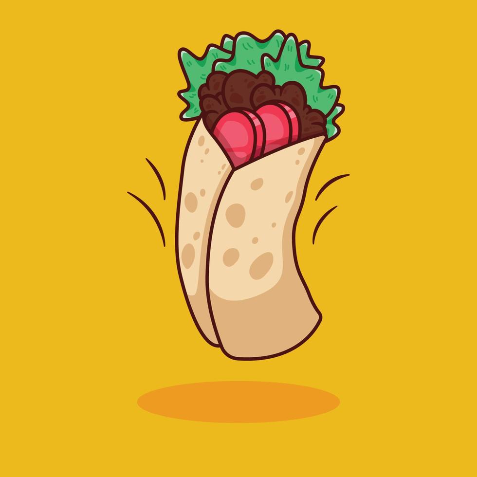 cute cartoon kebab illustration in flat design vector