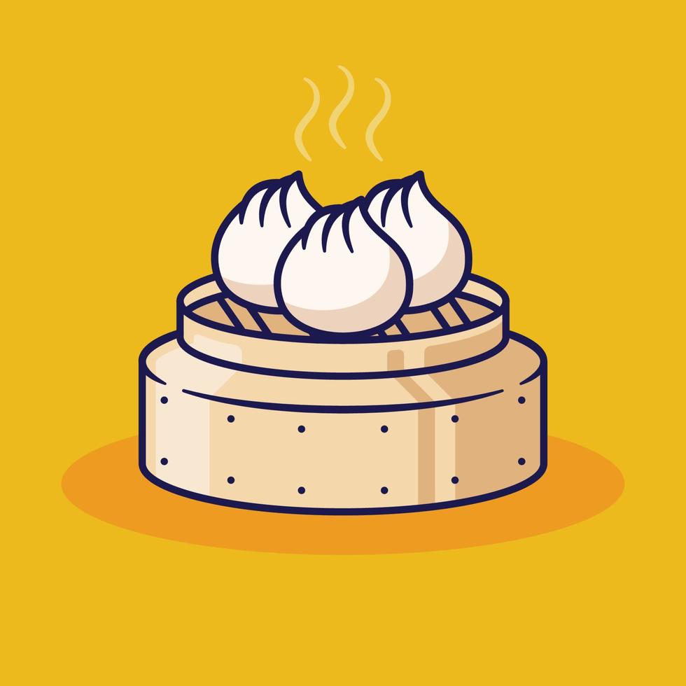 cute cartoon dim sum illustration vector