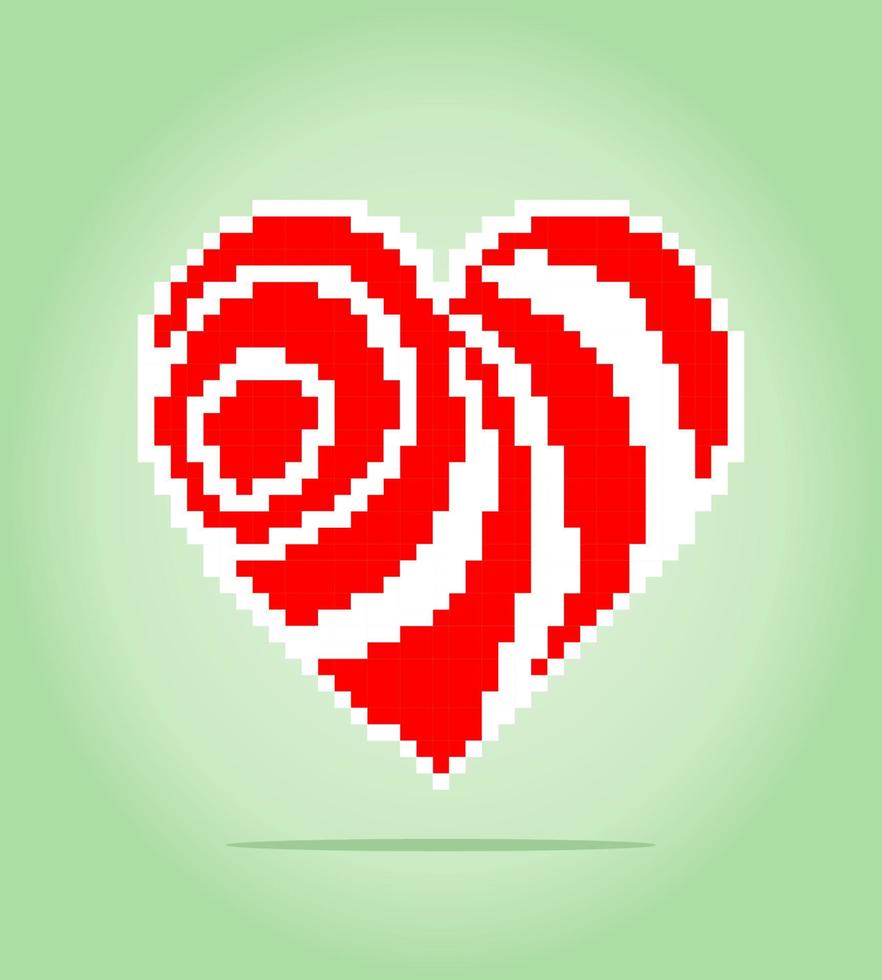 8-bit pixel heart. Love icon for game assets in vector illustrations.