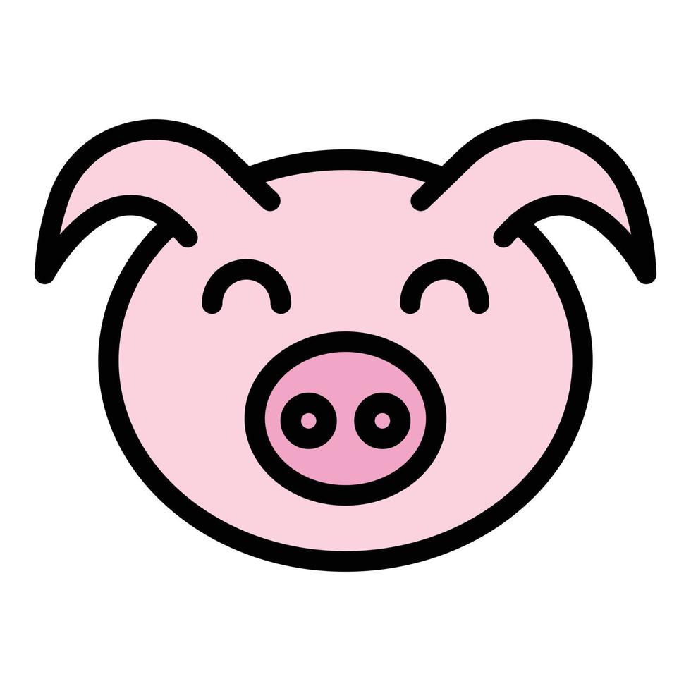 Head pig icon color outline vector