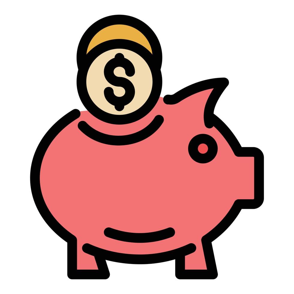 Piggy money icon color outline vector