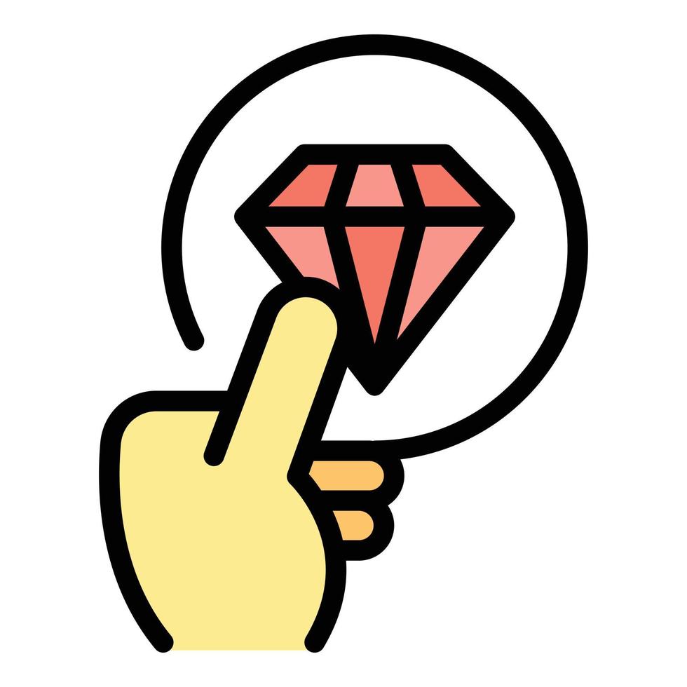 Diamond sticker product review icon color outline vector