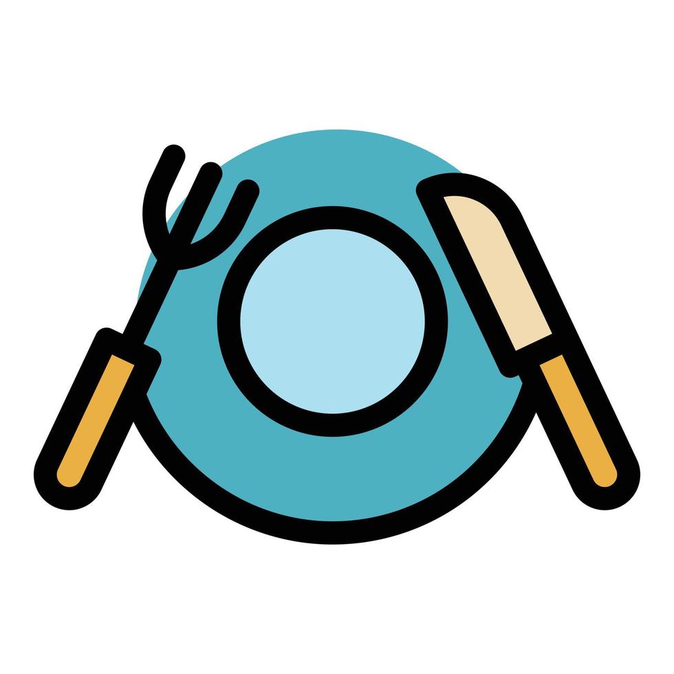 Home knife fork plate icon color outline vector