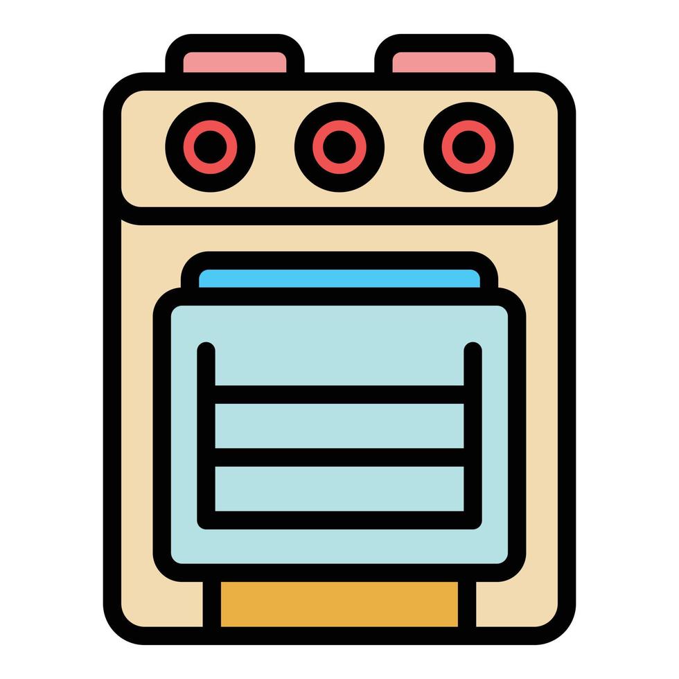 Gas cooker icon color outline vector