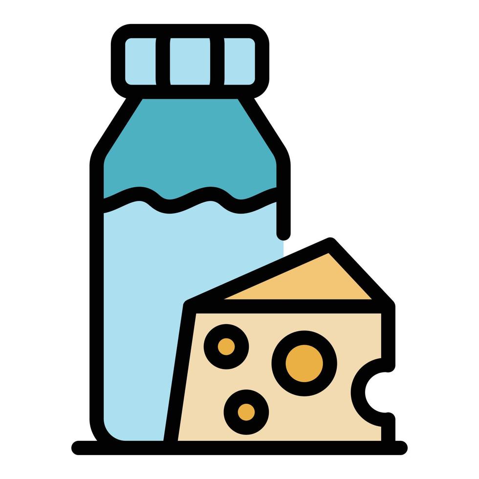 vector de contorno de color de icono de queso de leche natural