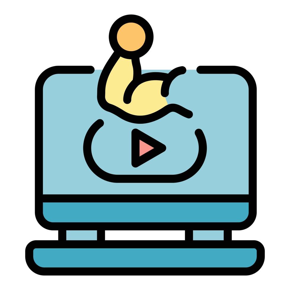 Computer training icon color outline vector