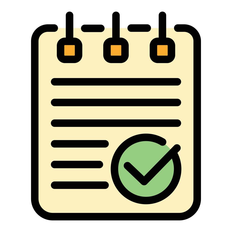 Approved notebook icon color outline vector