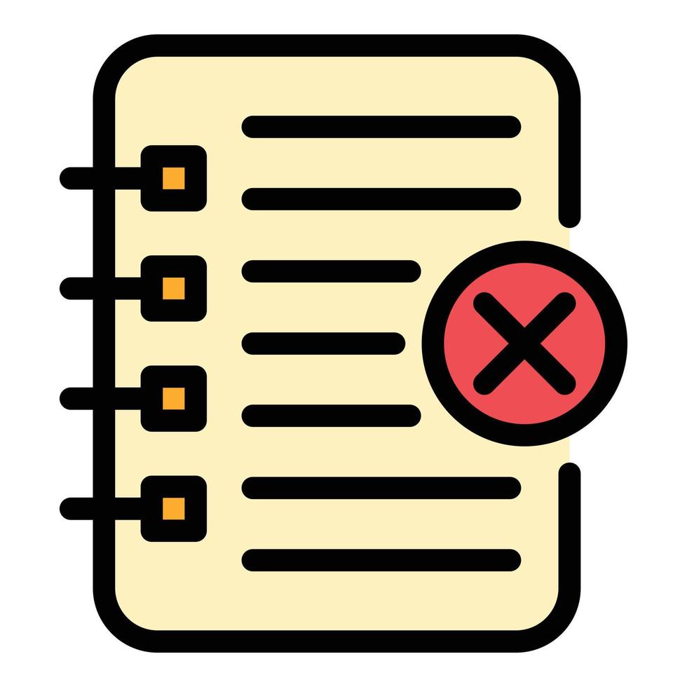 Rejected notebook writing icon color outline vector