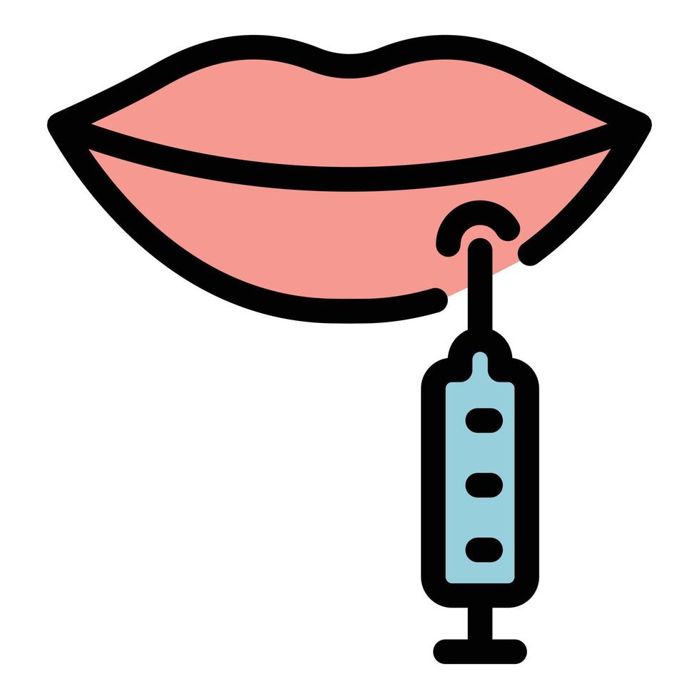 Lips syringe icon color outline vector