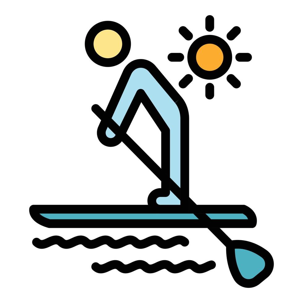 Morning sup surfing icon color outline vector