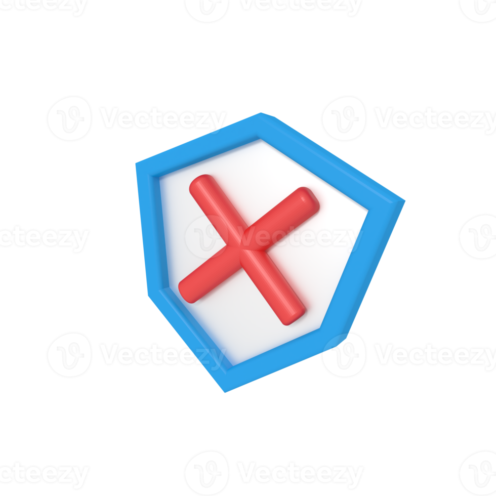 protection shield error 3D Illustration png