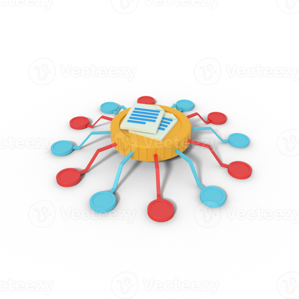 3d illustration of document app network png