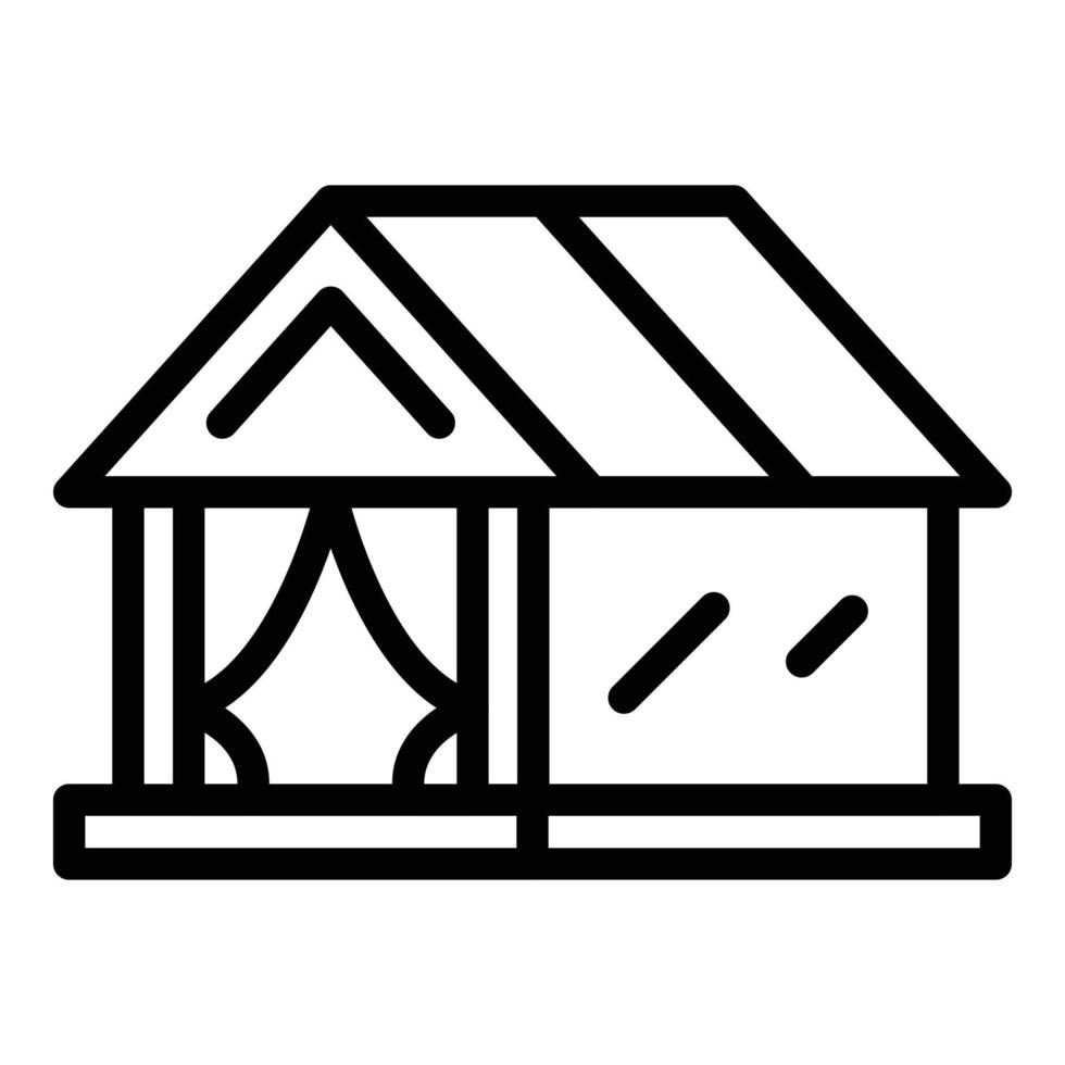 vector de contorno de icono de bungalow de vacaciones. casa villa
