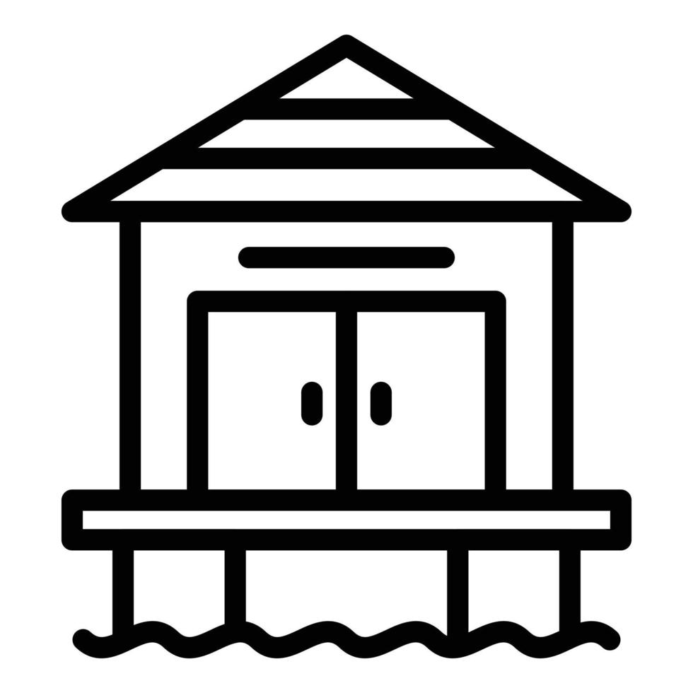 vector de contorno de icono de bungalow de playa. casa de la isla