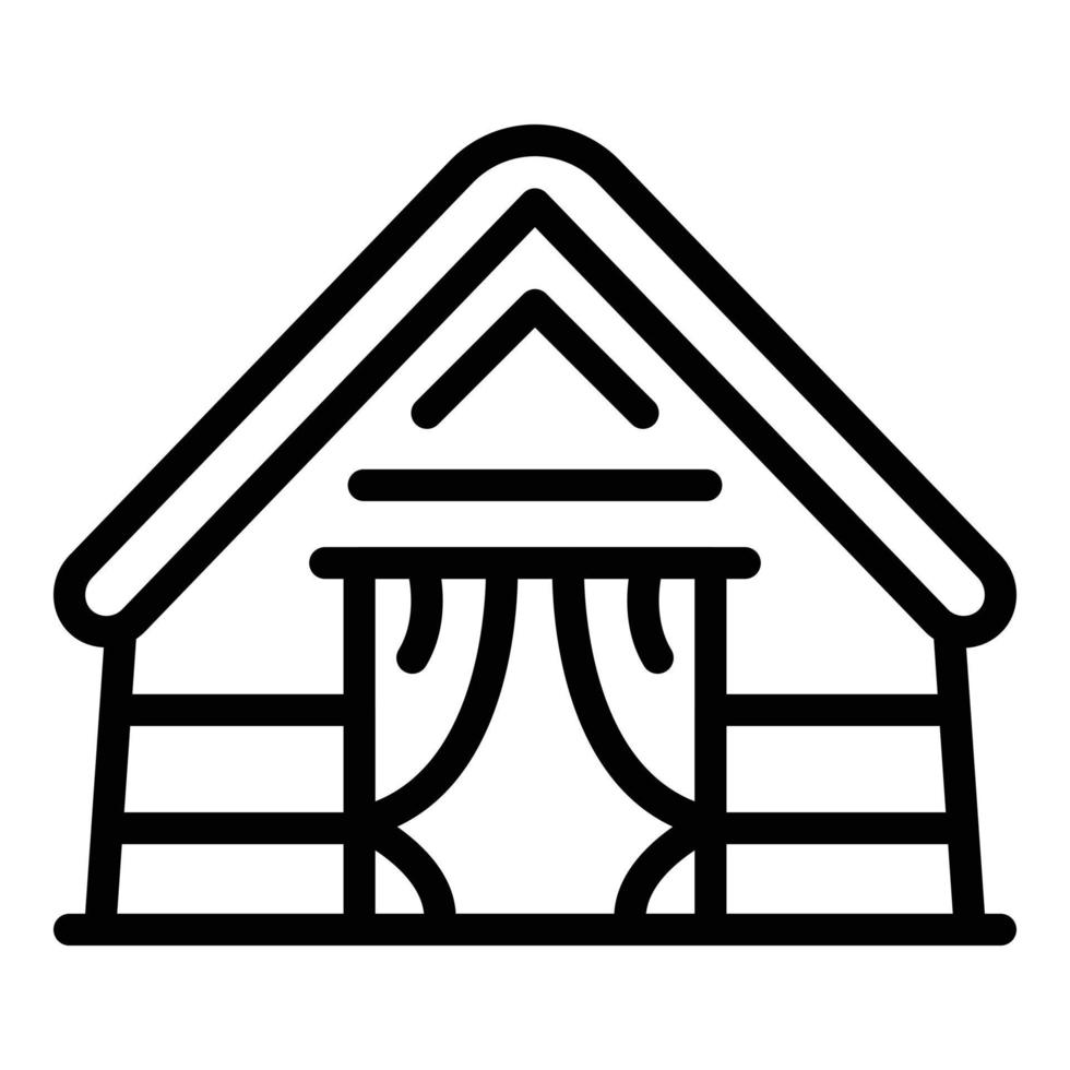 vector de contorno de icono de bungalow oceánico. villa del mar