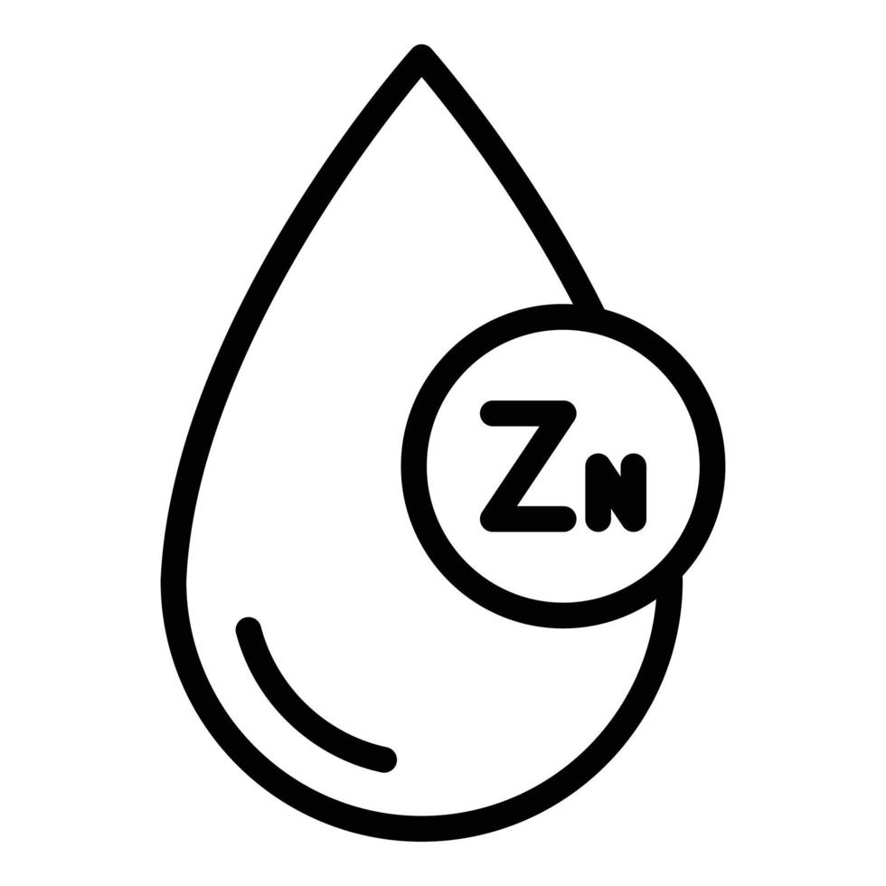 vector de contorno de icono de gota zn. vitamina zinc