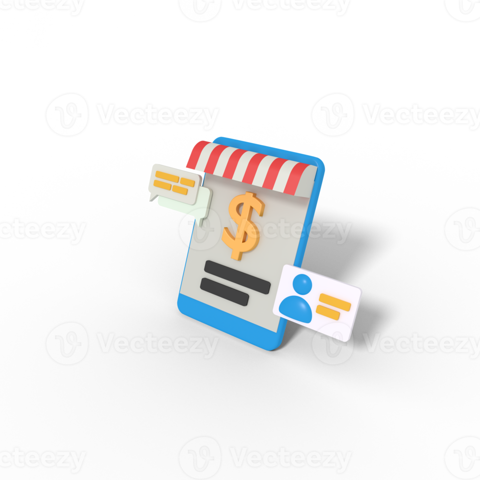 3d Illustration of online shopping payment png