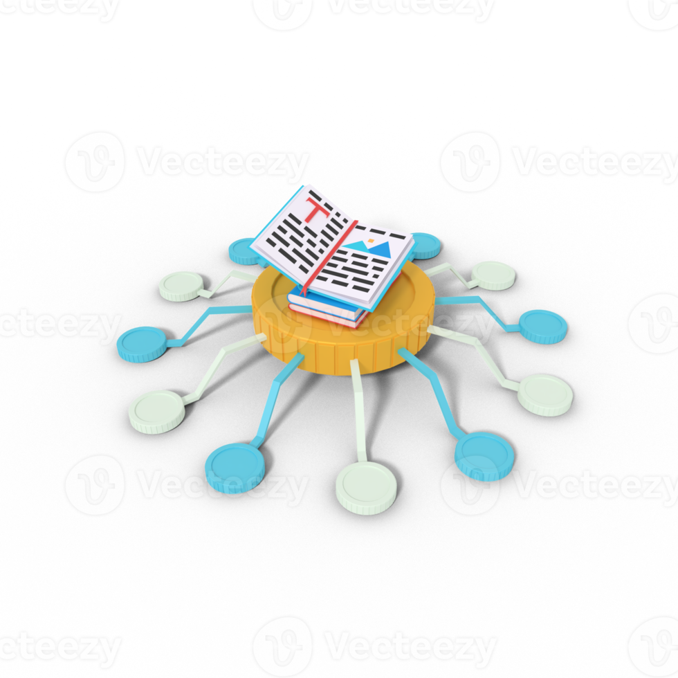 3d illustration of ebook network png