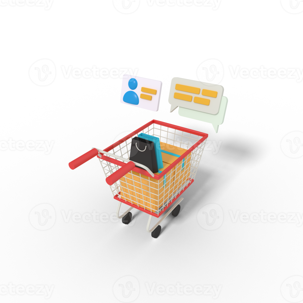3d Illustration of shopping cart png