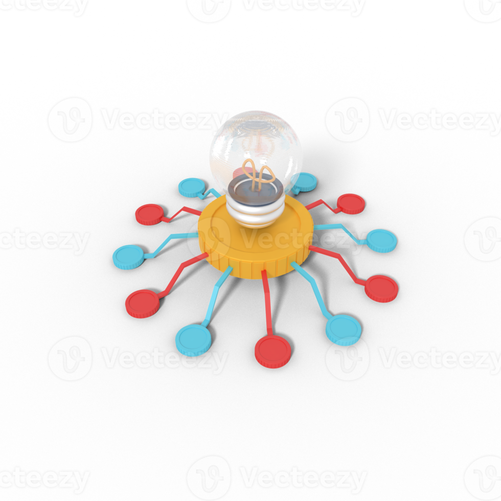 3d illustration of light bulb network png