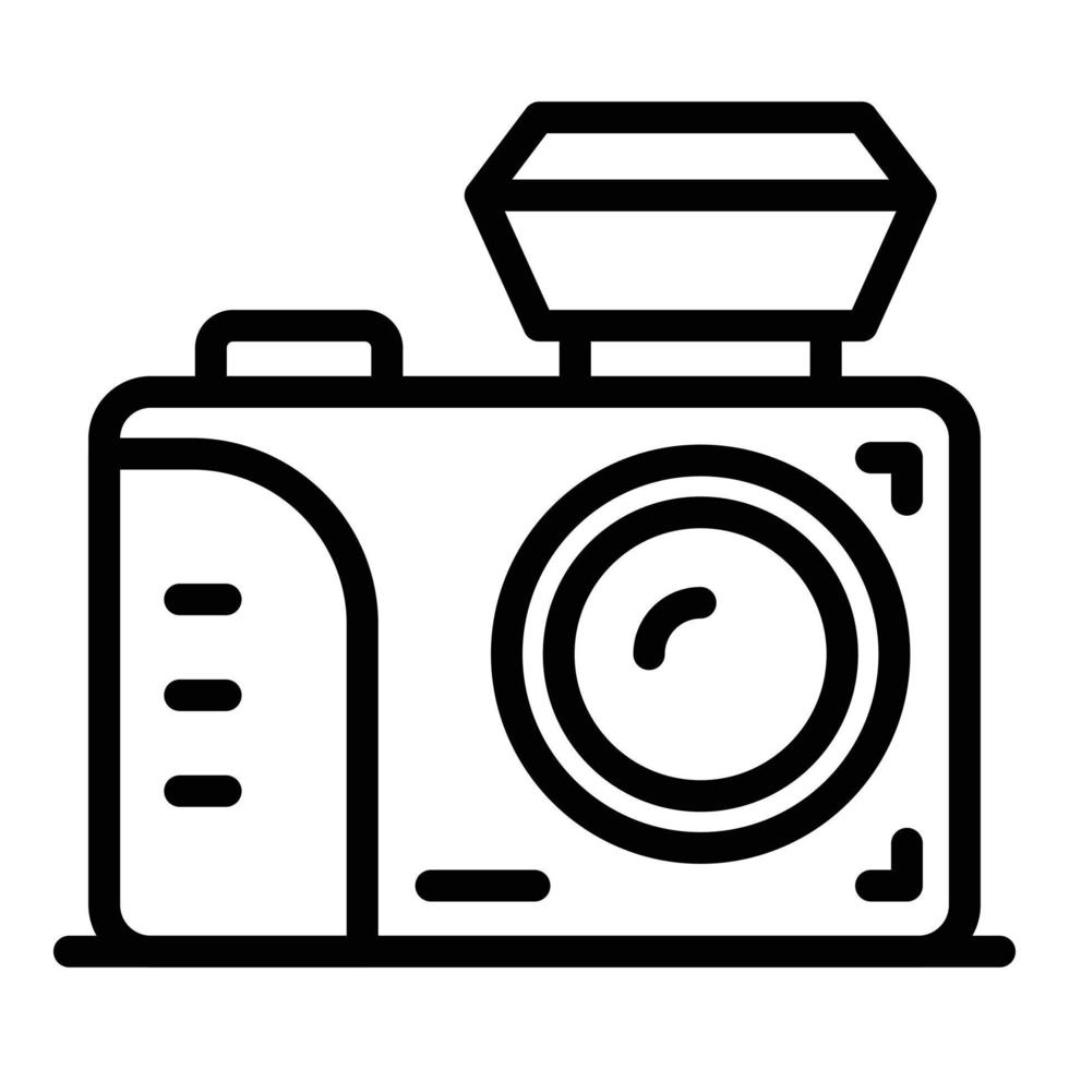 vector de contorno de icono de modelo antiguo de cámara. estudio fotográfico