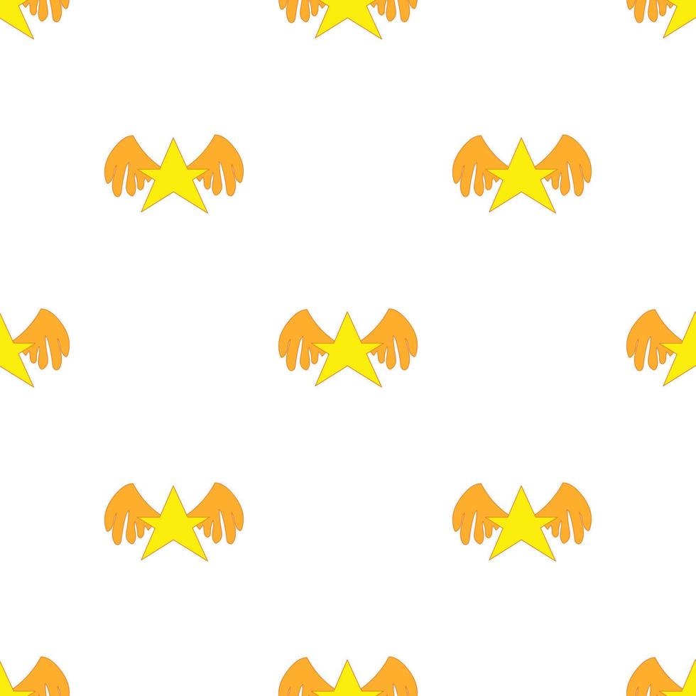 Gold star with wings pattern seamless vector